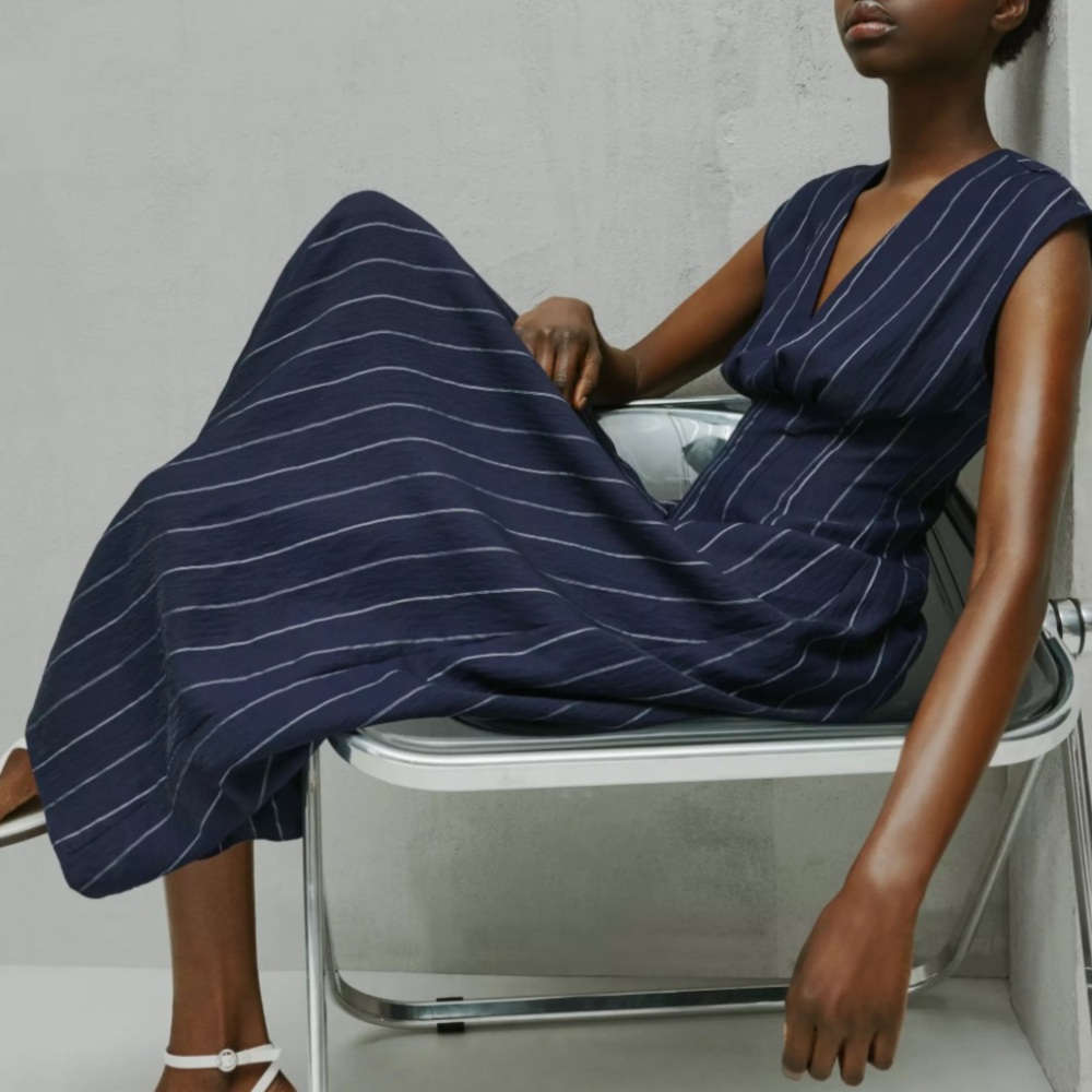 Rag and Bone Ines stripe dress DEEP NAVY STRIPE 00 Blue Pinstripe dress